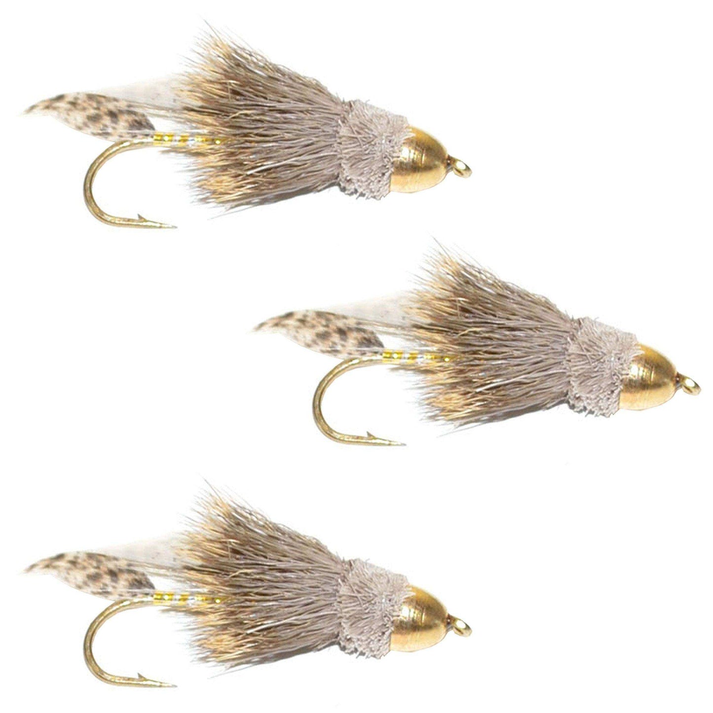 3 Pack Cone Head Muddler Minnow Trout and Bass Streamer Fly - Hook Size 10 - Skoutley Outdoors LLC