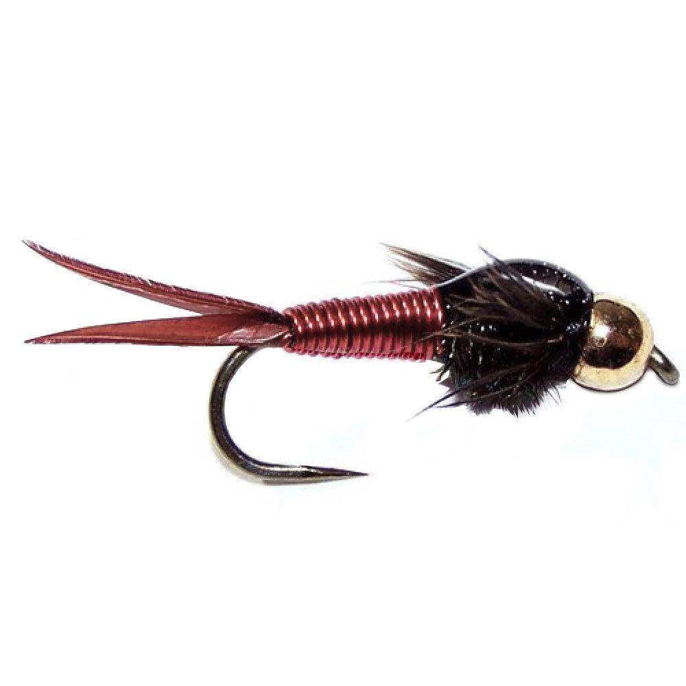 3 Pack Barbless Bead Head Red Copper John Nymph Fly Fishing Flies - Hook Size 12 - Skoutley Outdoors LLC