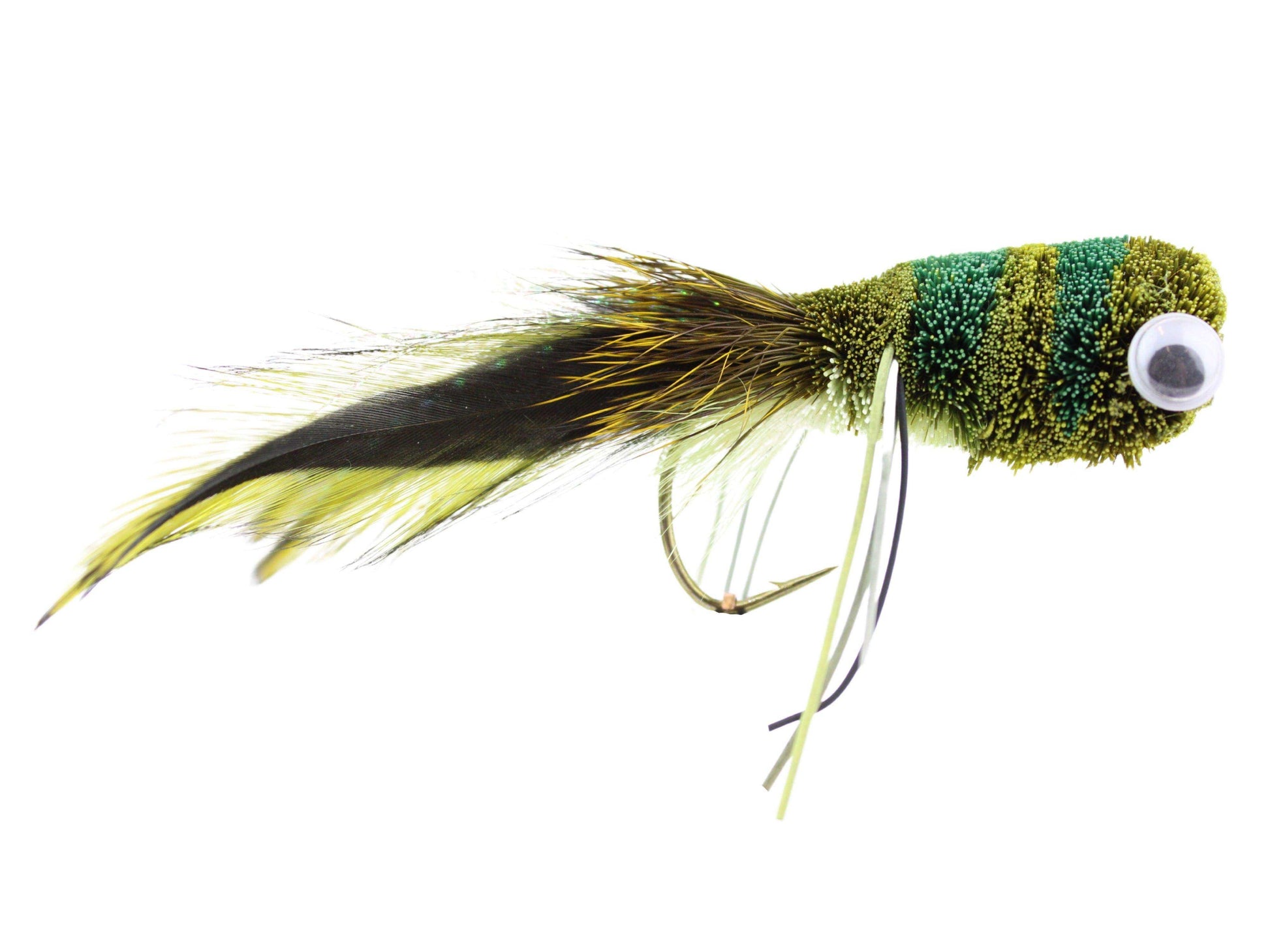 Deer Hair Frog Bass Bug Popper, Size 2 | Green Frog |Qty. 2 | Wild Water Fly Fishing - Skoutley Outdoors LLC