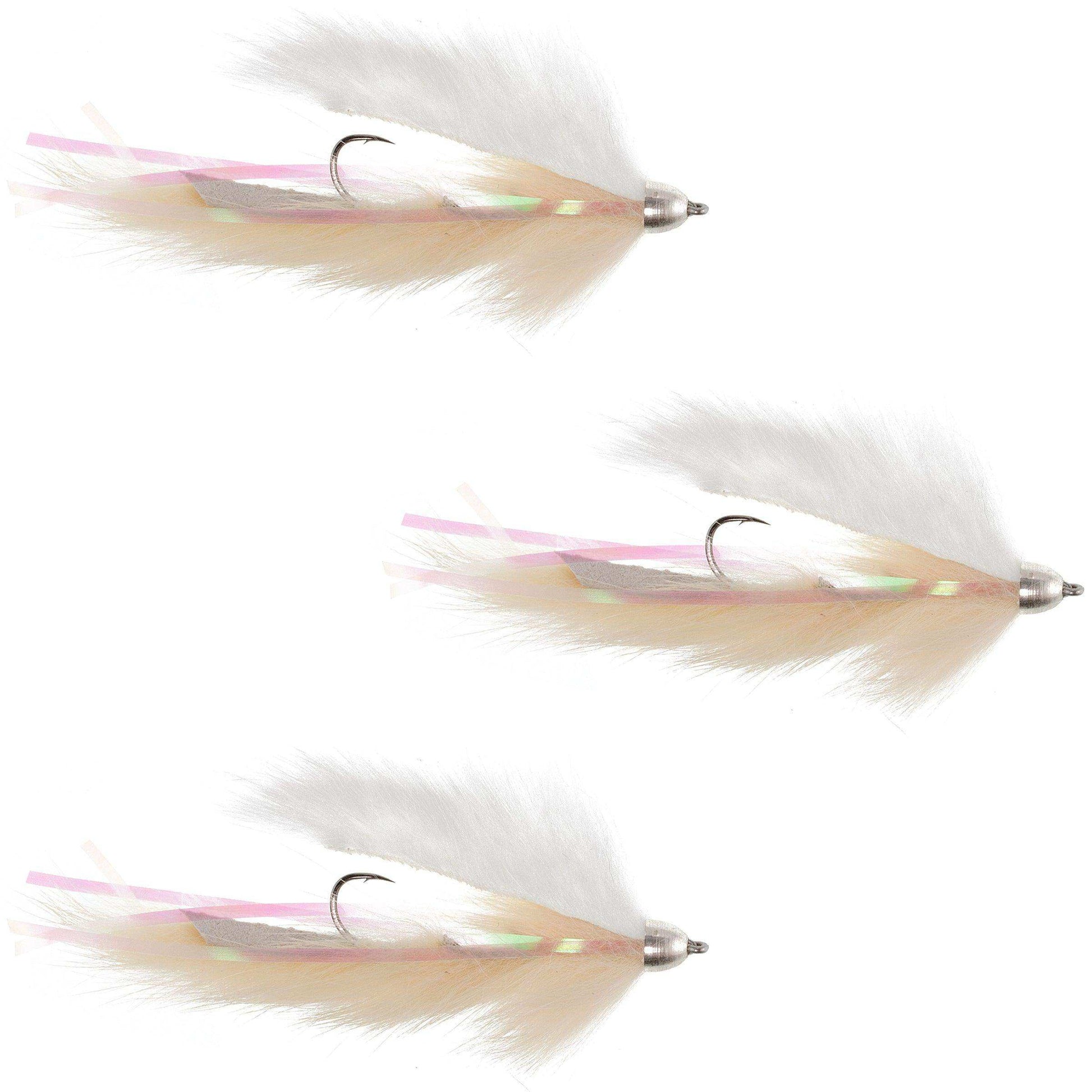 Dolly Llama Stinger Streamer Flies - 3 Flesh and Cream Steelhead Trout Alaska Fly Fishing Flies - Hook Size 4 - Skoutley Outdoors LLC