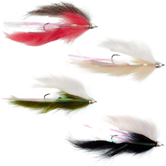 Dolly Llama Stinger Streamer Flies Collection - Set of 4 Salmon Steelhead Trout Alaska Fly Fishing Flies - Hook Size 4 - Skoutley Outdoors LLC