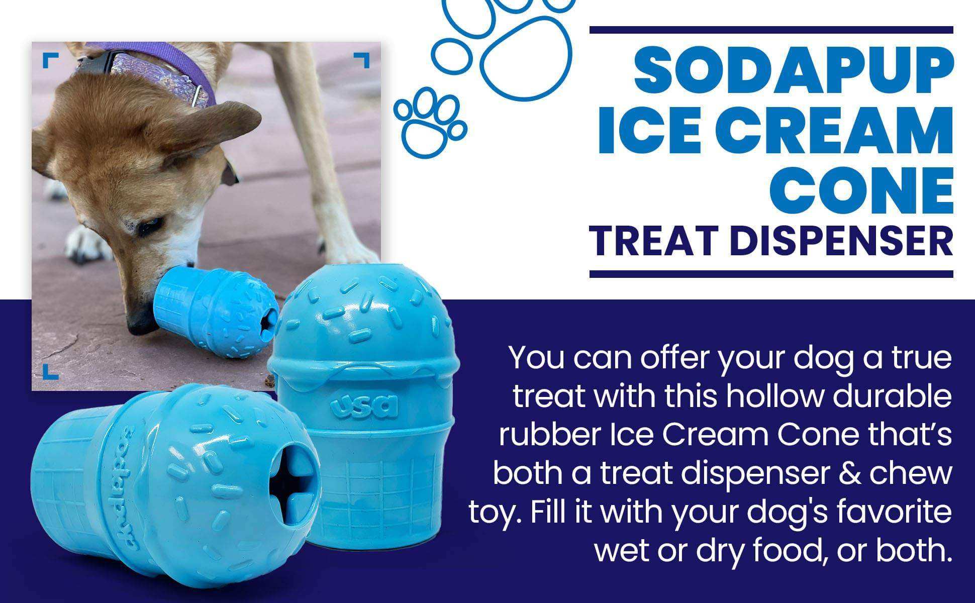 Ice Cream Cone Durable PUP-X Rubber eDispenser Chew Toy and Treat Dispenser - Skoutley Outdoors LLC