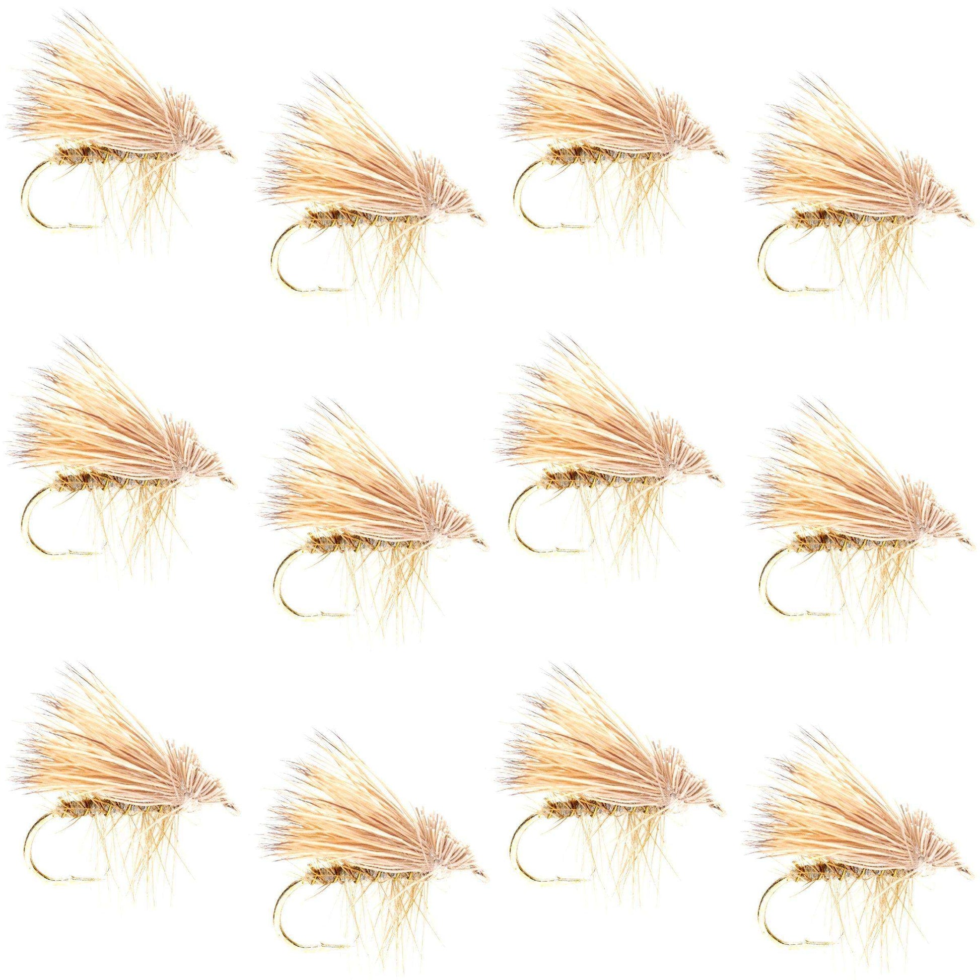 Barbless Yellow Elk Hair Caddis Classic Trout Dry Flies 1 Dozen Flies Size 18 - Skoutley Outdoors LLC