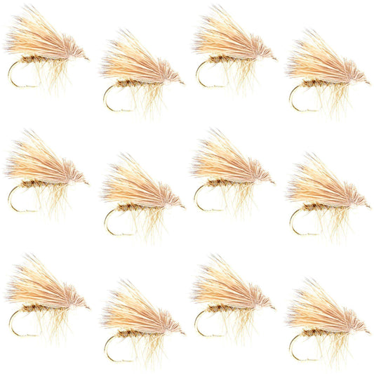 Barbless Yellow Elk Hair Caddis Classic Trout Dry Flies 1 Dozen Flies Size 12 - Skoutley Outdoors LLC