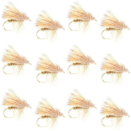 Barbless Yellow Elk Hair Caddis Classic Trout Dry Flies 1 Dozen Flies Size 14 - Skoutley Outdoors LLC