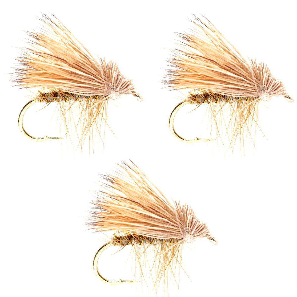 3 Pack Yellow Elk Hair Caddis Classic Trout Dry Flies Size 12 - Skoutley Outdoors LLC