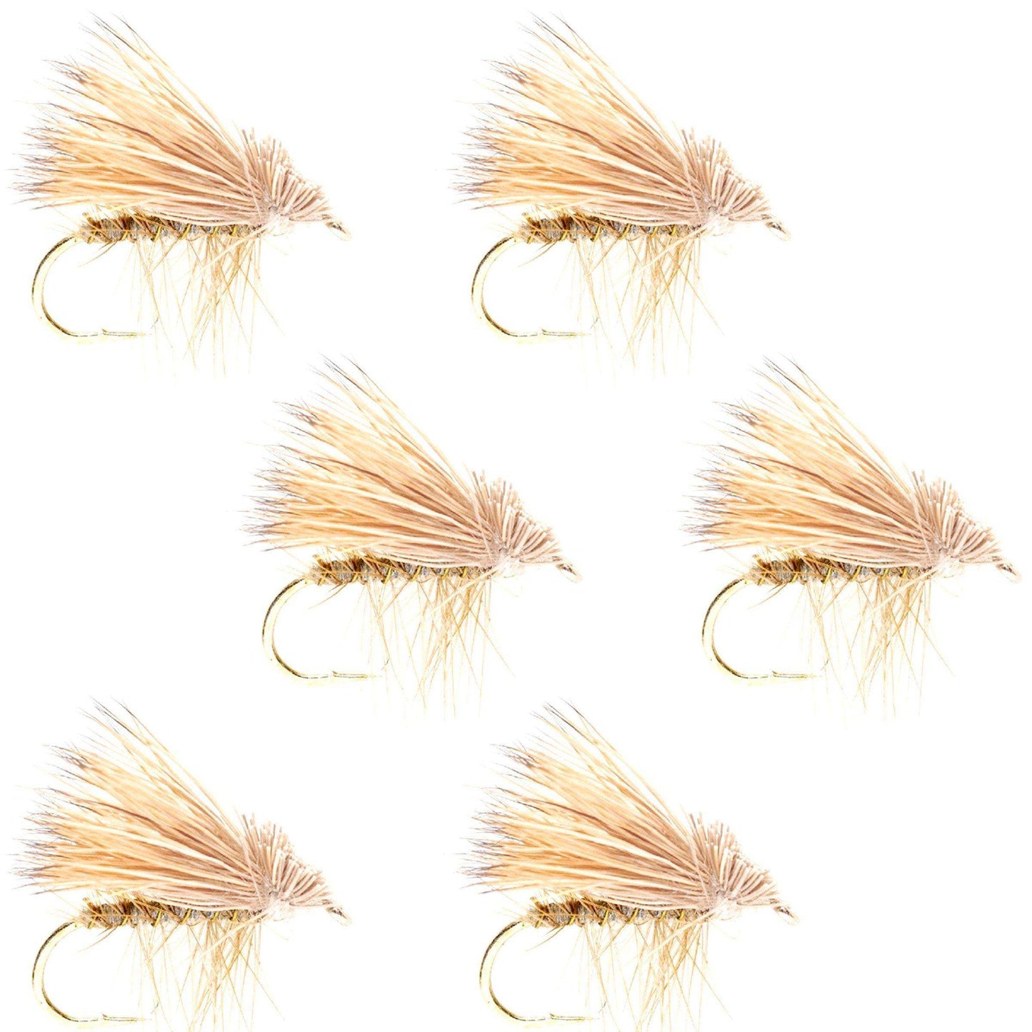 Barbless Yellow Elk Hair Caddis Classic Trout Dry Flies 6 Flies Size 12 - Skoutley Outdoors LLC