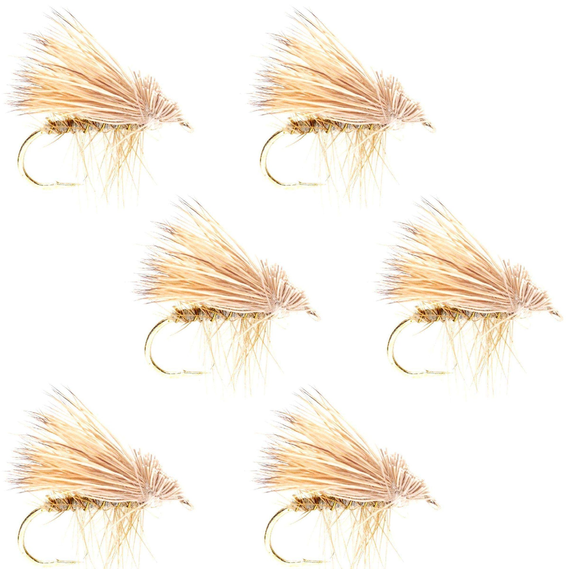 Barbless Yellow Elk Hair Caddis Classic Trout Dry Flies 6 Flies Size 12 - Skoutley Outdoors LLC