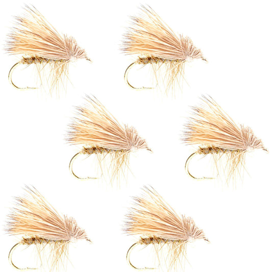 Barbless Yellow Elk Hair Caddis Classic Trout Dry Flies 6 Flies Size 12 - Skoutley Outdoors LLC