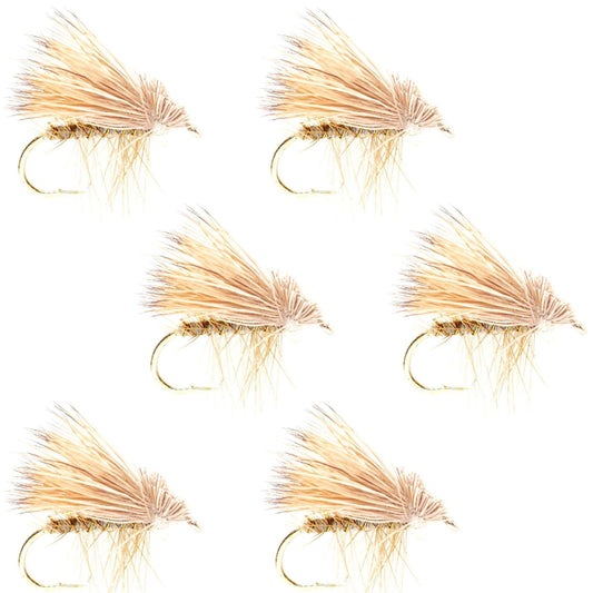 Barbless Yellow Elk Hair Caddis Classic Trout Dry Flies 6 Flies Size 14 - Skoutley Outdoors LLC