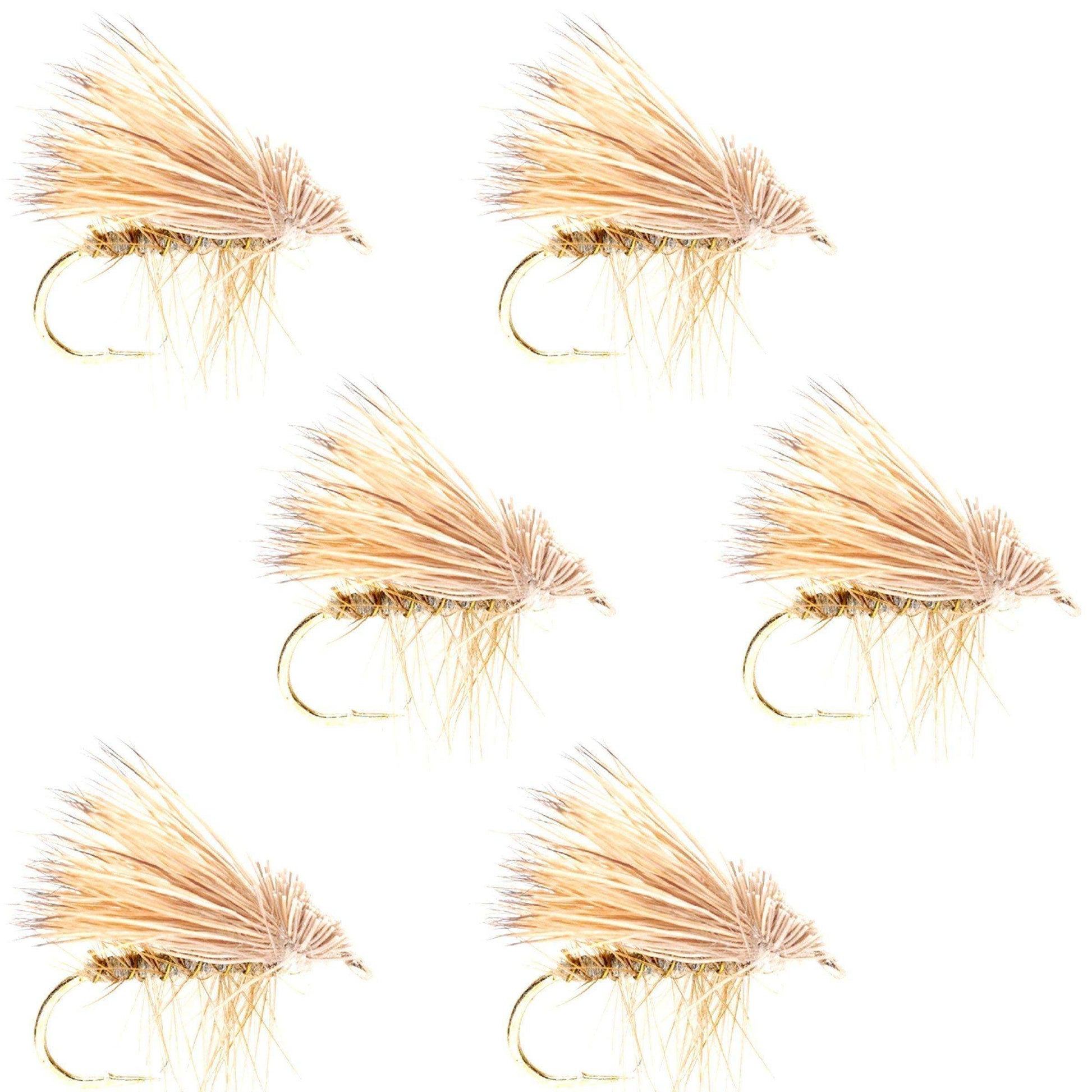 Barbless Yellow Elk Hair Caddis Classic Trout Dry Flies 6 Flies Size 18 - Skoutley Outdoors LLC