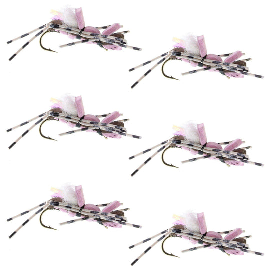 Fat Albert Pink Foam Body Grasshopper Fly - 6 Flies Hook Size 10 - Skoutley Outdoors LLC