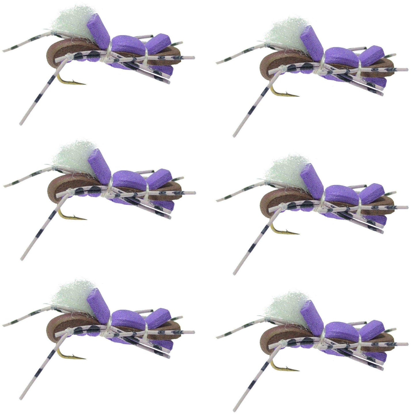 Fat Albert Purple Foam Body Grasshopper Fly - 6 Flies Hook Size 10 - Skoutley Outdoors LLC