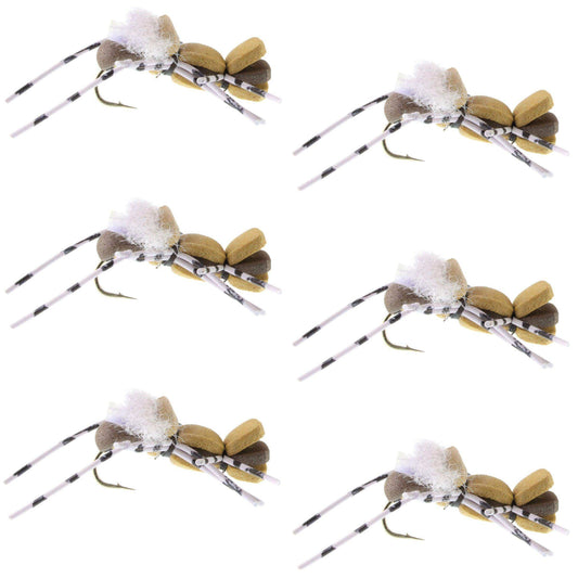 Fat Albert Tan Foam Body Grasshopper Fly - 6 Flies Hook Size 10 - Skoutley Outdoors LLC