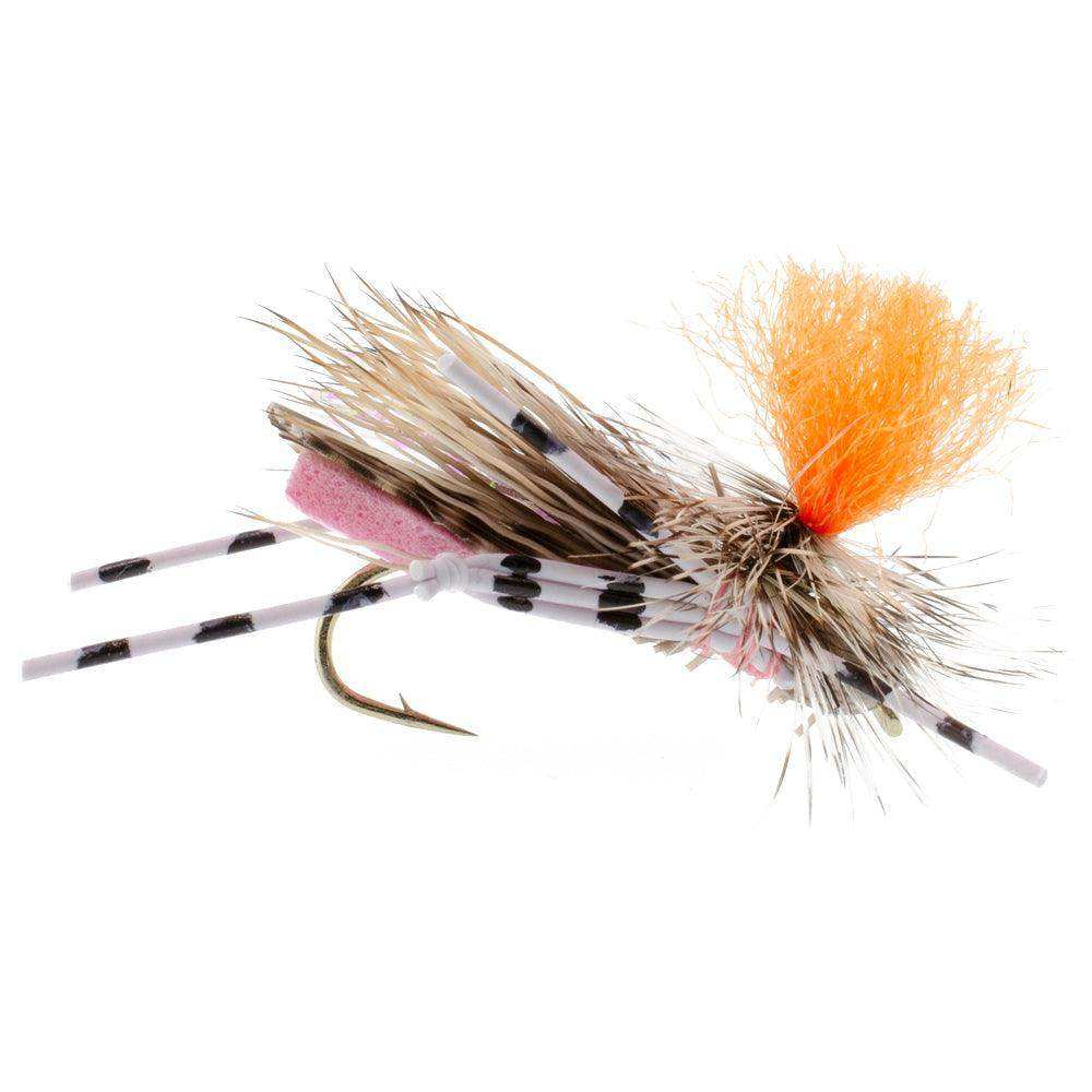 Feth Hopper Pink - Foam Grasshopper Fly Pattern - 1 Dozen Flies Hook Size 10 - Skoutley Outdoors LLC