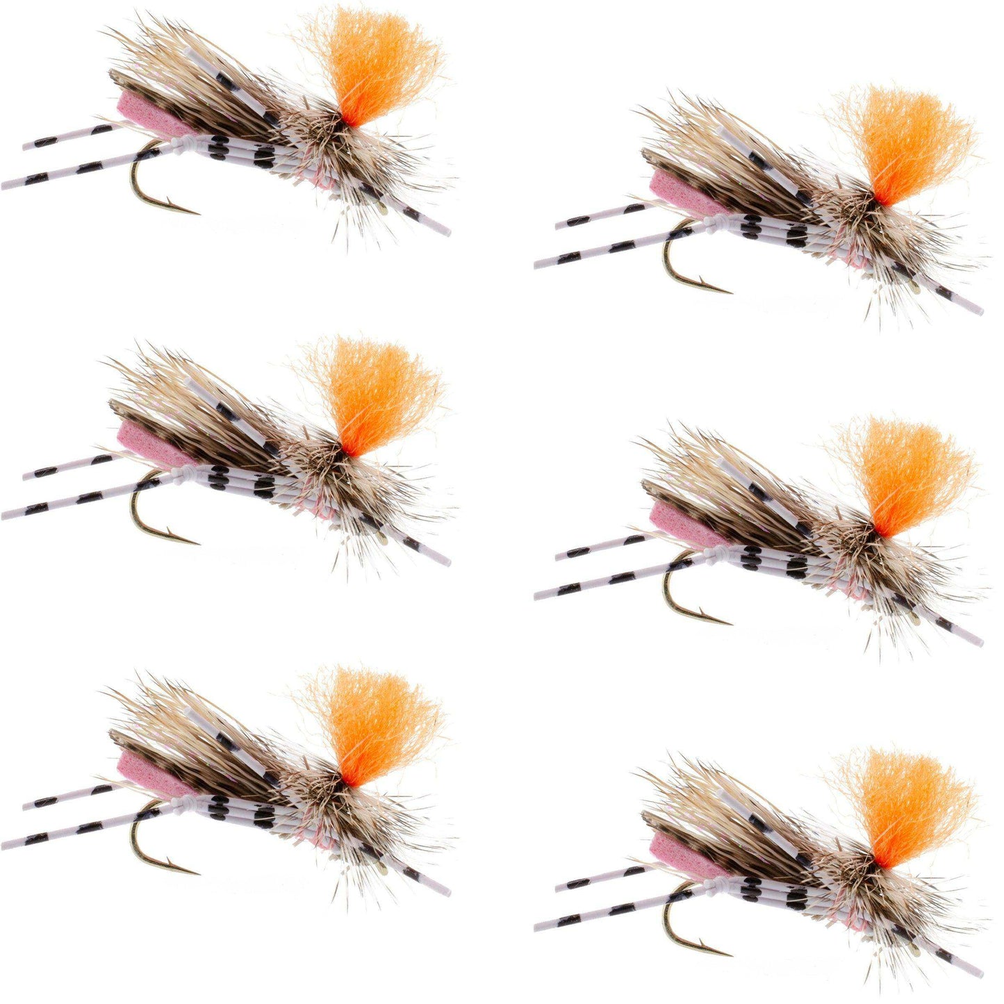 Feth Hopper Pink - Foam Grasshopper Fly Pattern - 6 Flies Flies Hook Size 10 - Skoutley Outdoors LLC