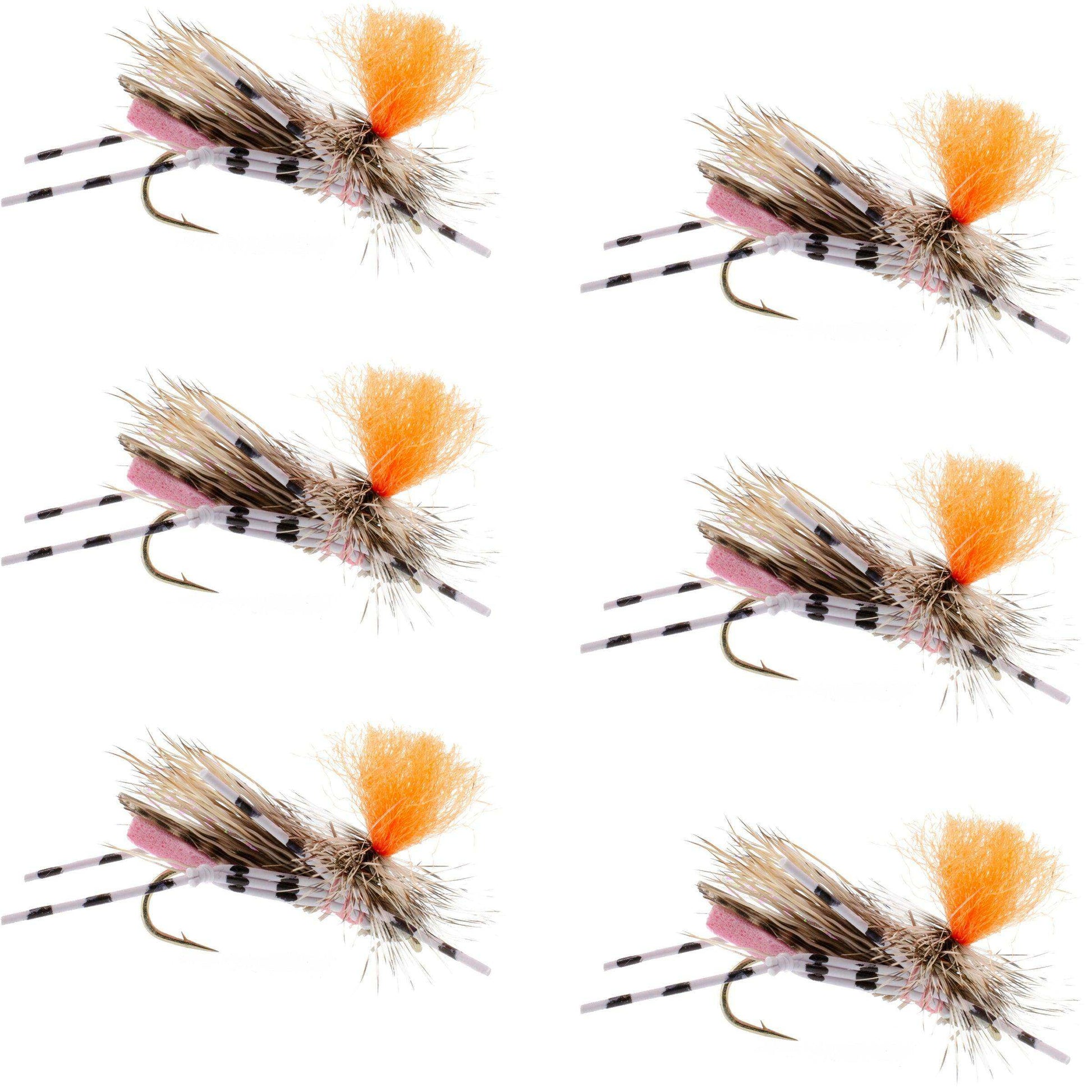 Feth Hopper Pink - Foam Grasshopper Fly Pattern - 6 Flies Flies Hook Size 10 - Skoutley Outdoors LLC