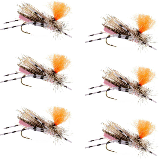 Feth Hopper Pink - Foam Grasshopper Fly Pattern - 6 Flies Flies Hook Size 10 - Skoutley Outdoors LLC