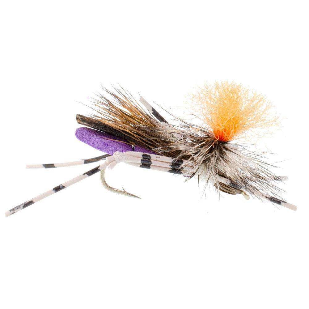 Feth Hopper Purple - Foam Grasshopper Fly Pattern - 1 Dozen Flies Hook Size 10 - Skoutley Outdoors LLC