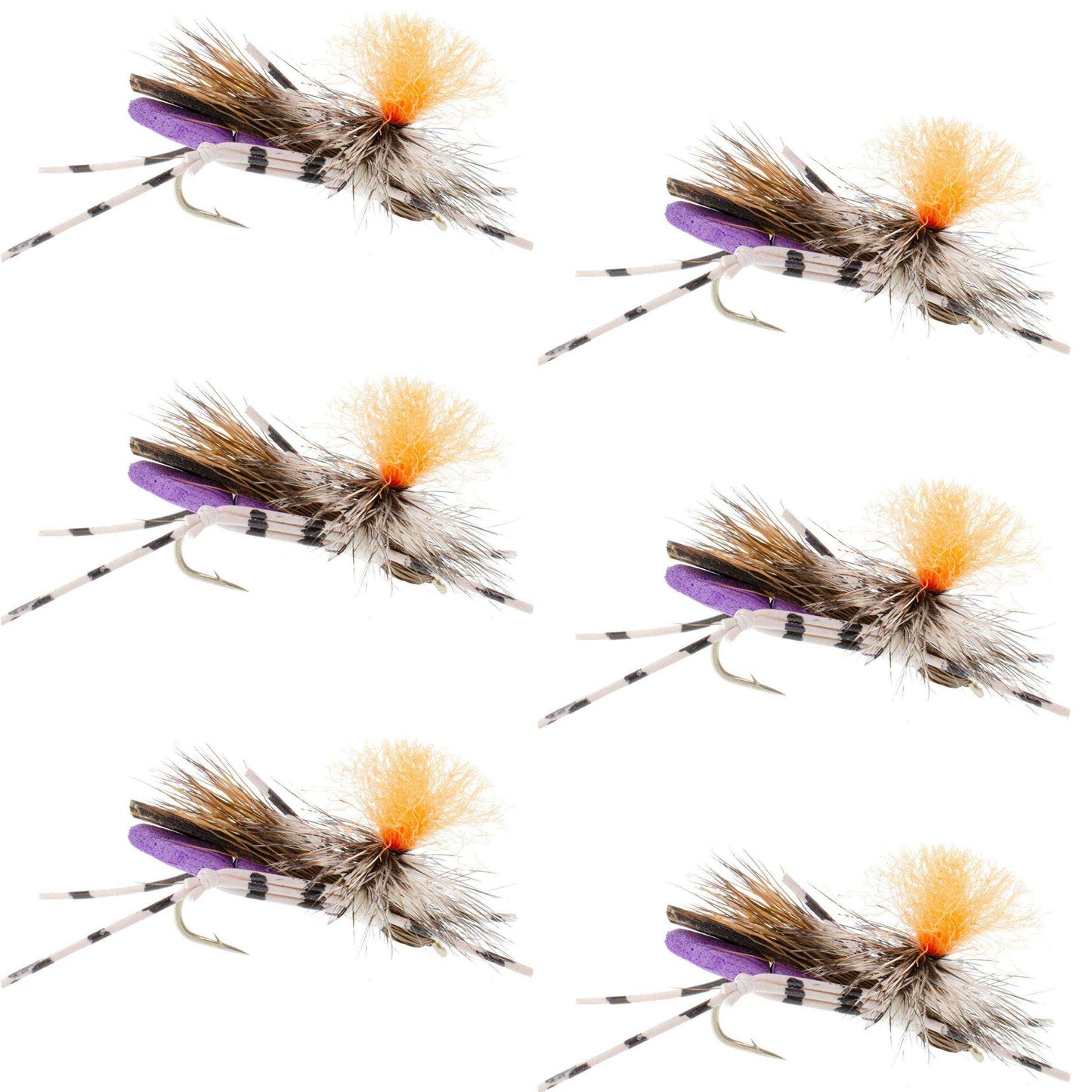 Feth Hopper Purple - Foam Grasshopper Fly Pattern - 6 Flies Flies Hook Size 10 - Skoutley Outdoors LLC