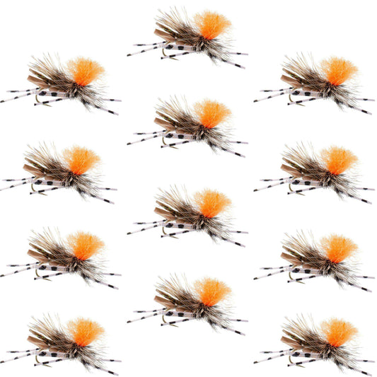 Feth Hopper Tan - Foam Grasshopper Fly Pattern - 1 Dozen Flies Hook Size 10 - Skoutley Outdoors LLC