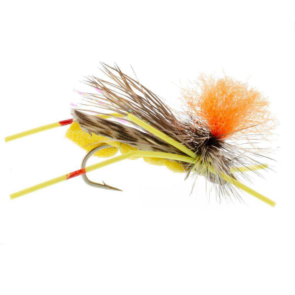 Grasshopper Trout Flies Fishing Flies Assortment Dropper Hopper Foam Body - 9 Flies 3 Patterns Hook Size 10 - Skoutley Outdoors LLC