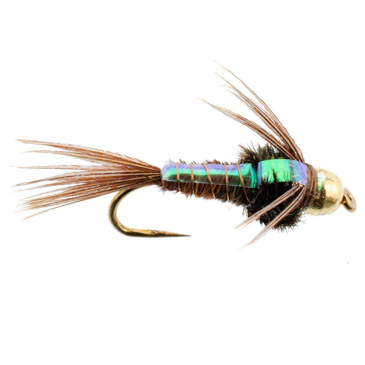 3 Pack Barbless Bead Head Flashback Pheasant Tail Nymph Flies Hook Size 16 - Skoutley Outdoors LLC