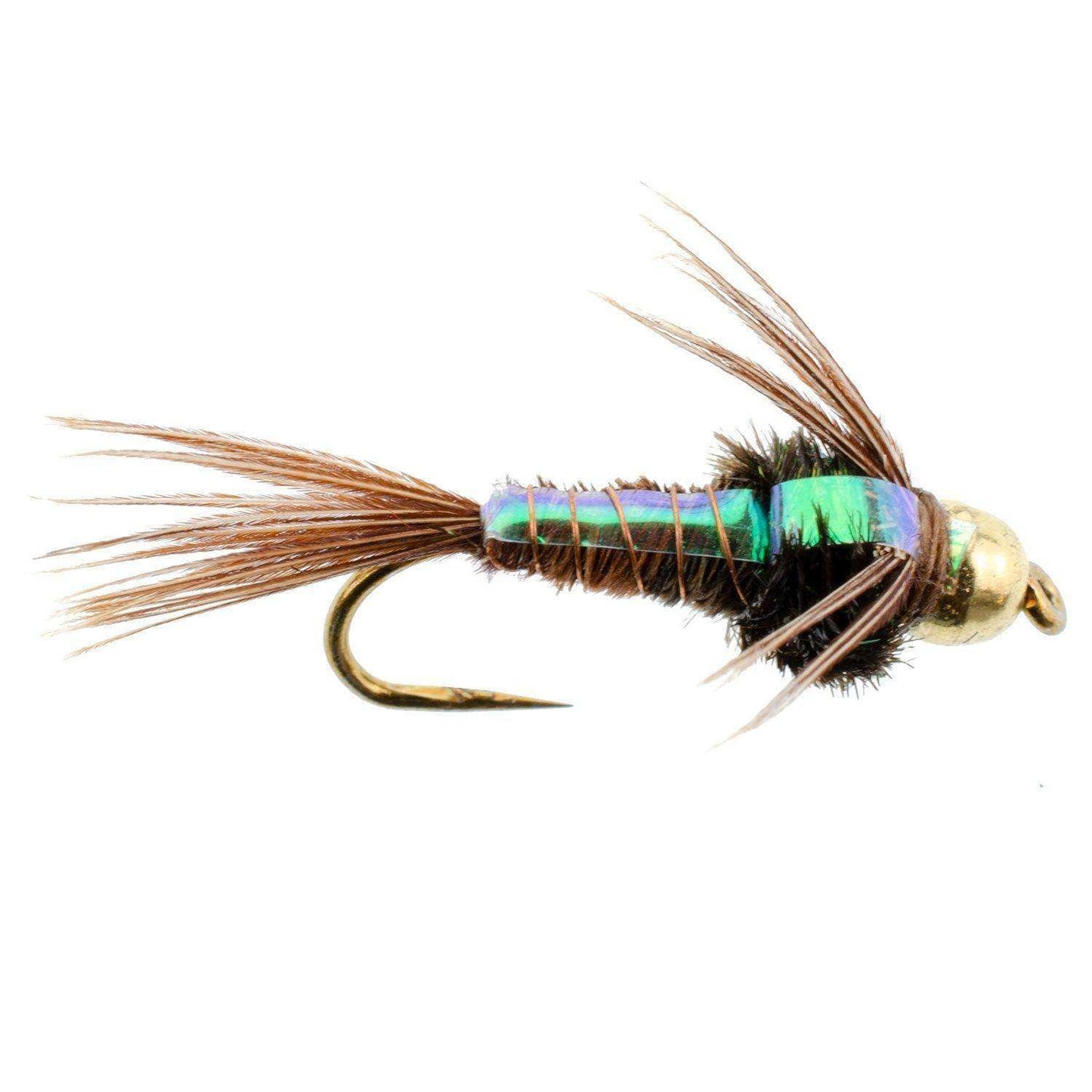 Barbless Bead Head Flashback Pheasant Tail Nymph Fly 1 Dozen Flies Hook Size 14 - Skoutley Outdoors LLC