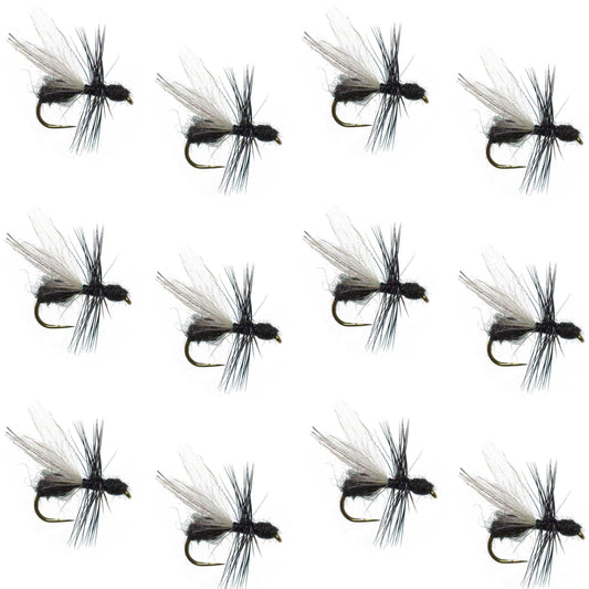 Barbless Black Fur Flying Ant Terrestrial Trout Dry Fly Fishing Flies - 1 Dozen Flies Hook Size 14 - Skoutley Outdoors LLC