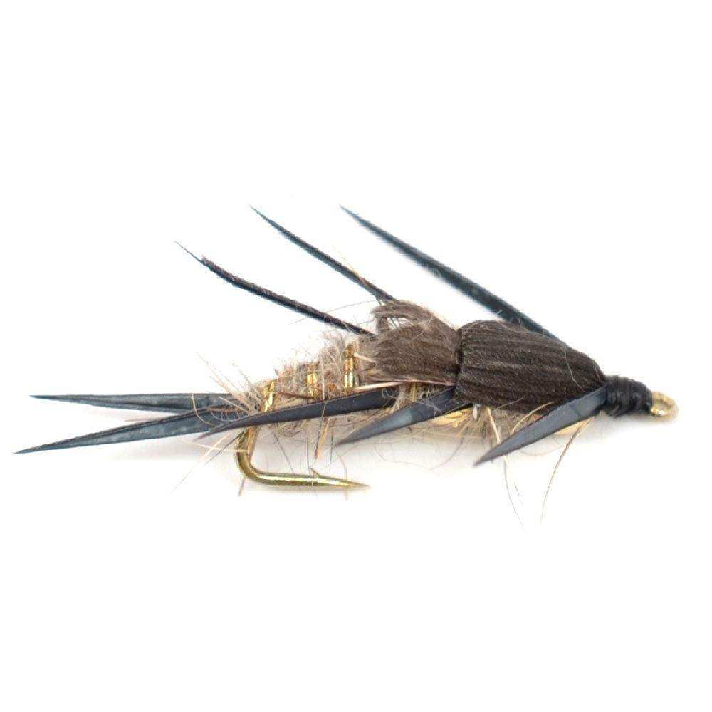 3 Pack Double Bead Black Biot Legs Gold Ribbed Hare's Ear Nymph Fly Fishing Flies Hook Size 10 - Skoutley Outdoors LLC