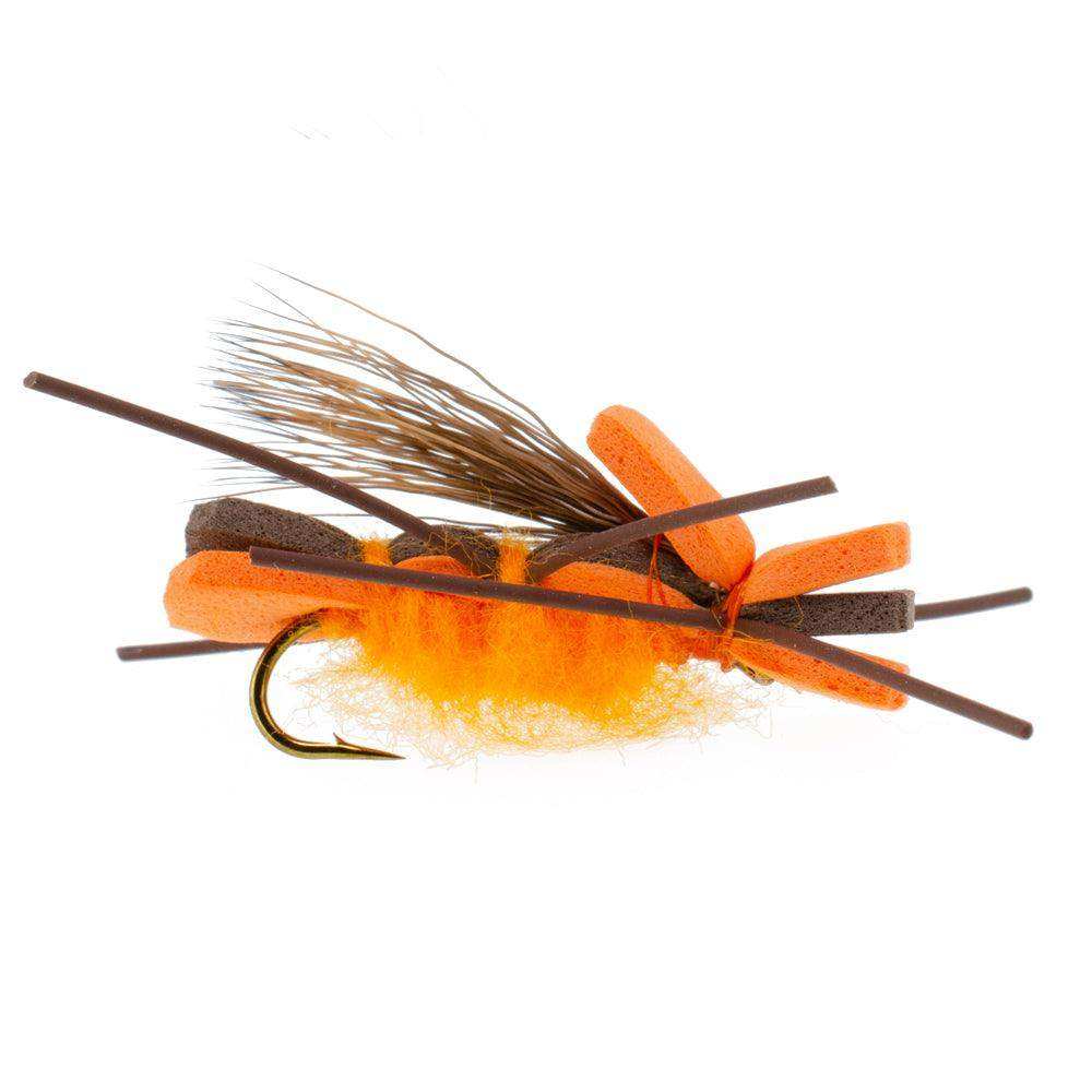 The Fly Fishing Place Foam Hopper Fly Fishing Flies Assortment - 12 Flies - 2 Each of 6 Grasshopper Dropper Hoppers Patterns with Fly Box - Skoutley Outdoors LLC