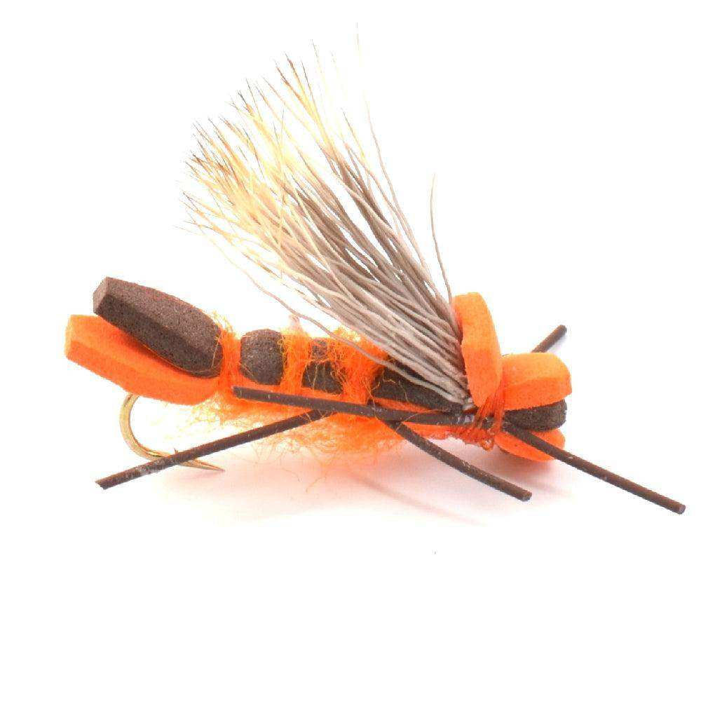 Basics Collection - Foam Hoppers Dry Fly Assortment #2 - 10 Dry Fishing Grasshopper Flies - 5 Patterns - Hook Size 10 - Skoutley Outdoors LLC