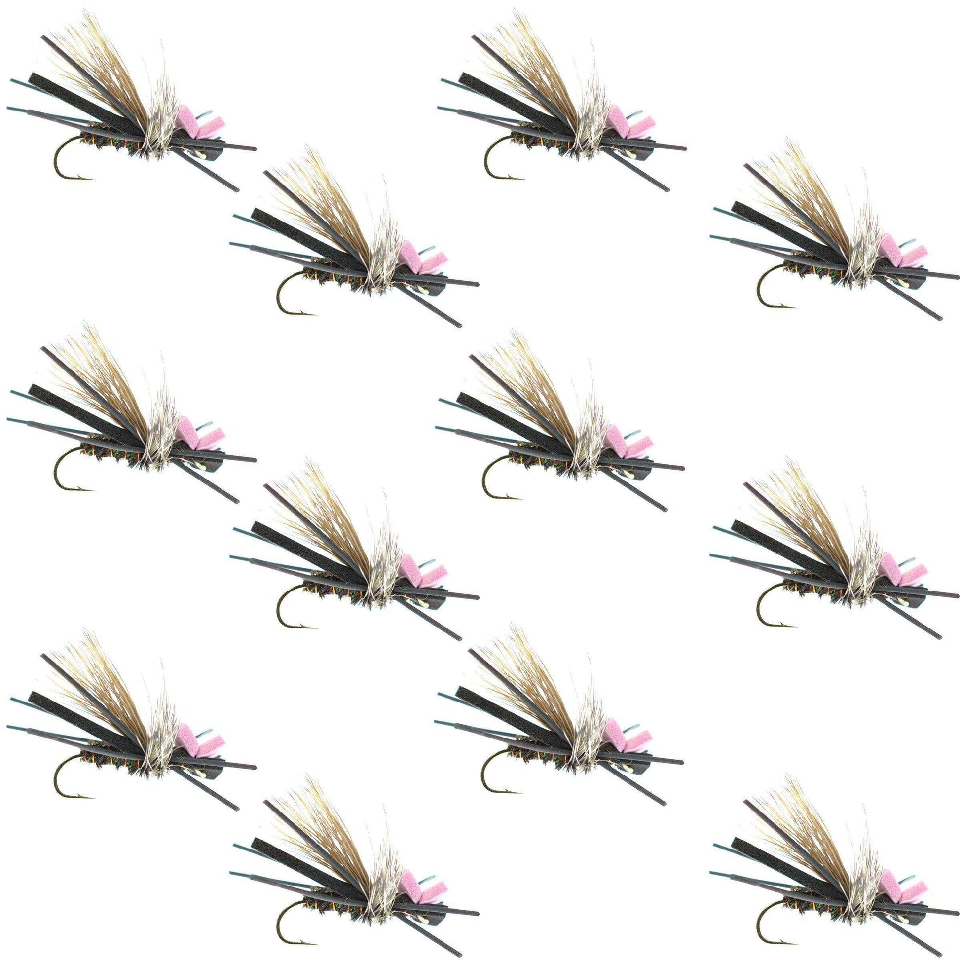 Gypsy King Hopper Foam Body Grasshopper Fly - 1 Dozen Flies Hook Size 10 - Skoutley Outdoors LLC