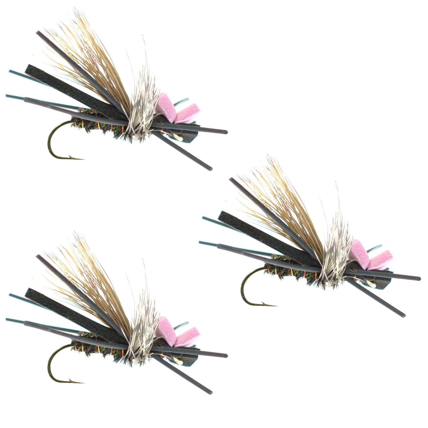 3 Pack Gypsy King Hopper Foam Body Grasshopper Fly - Hook Size 10 - Skoutley Outdoors LLC