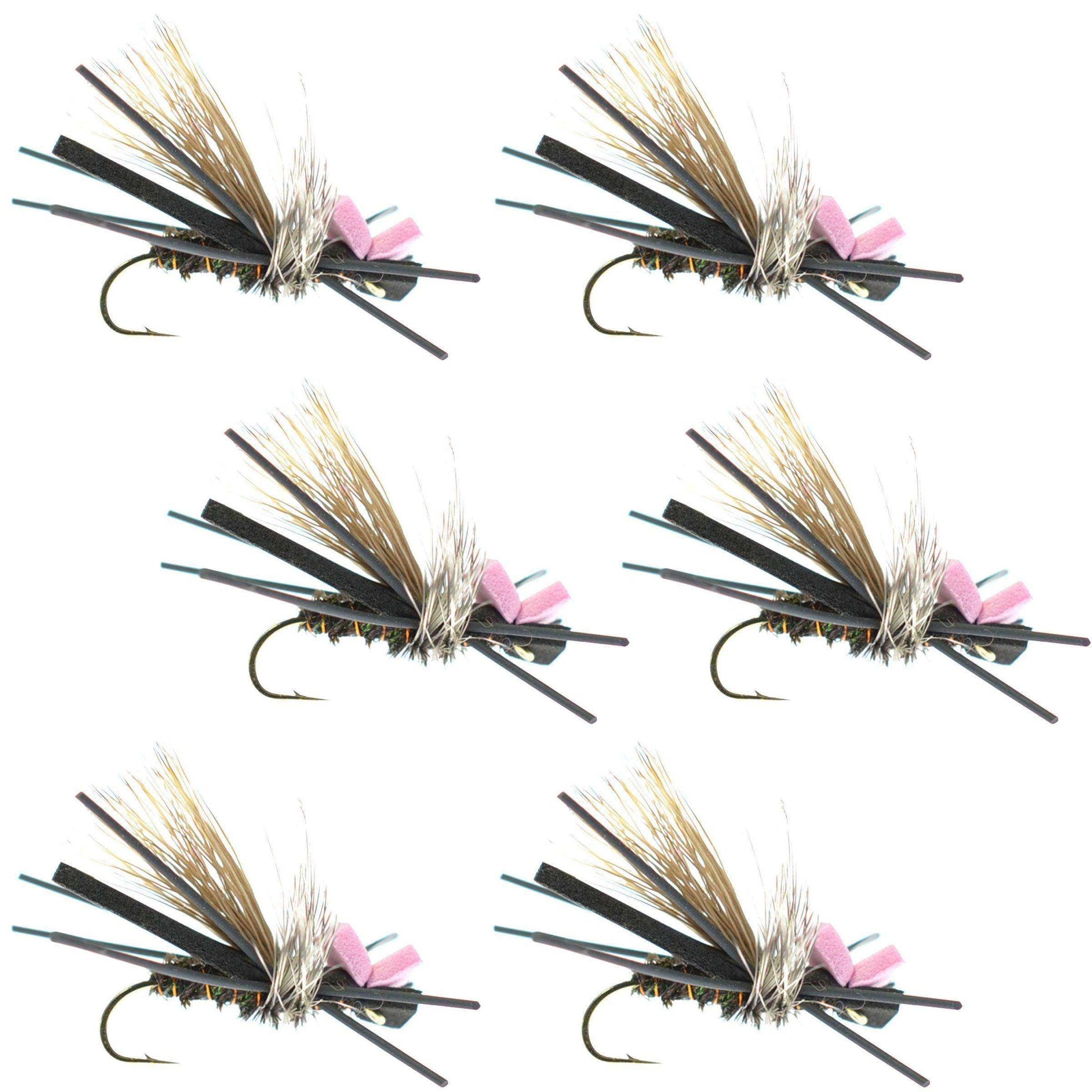 Gypsy King Hopper Foam Body Grasshopper Fly - 6 Flies Hook Size 10 - Skoutley Outdoors LLC