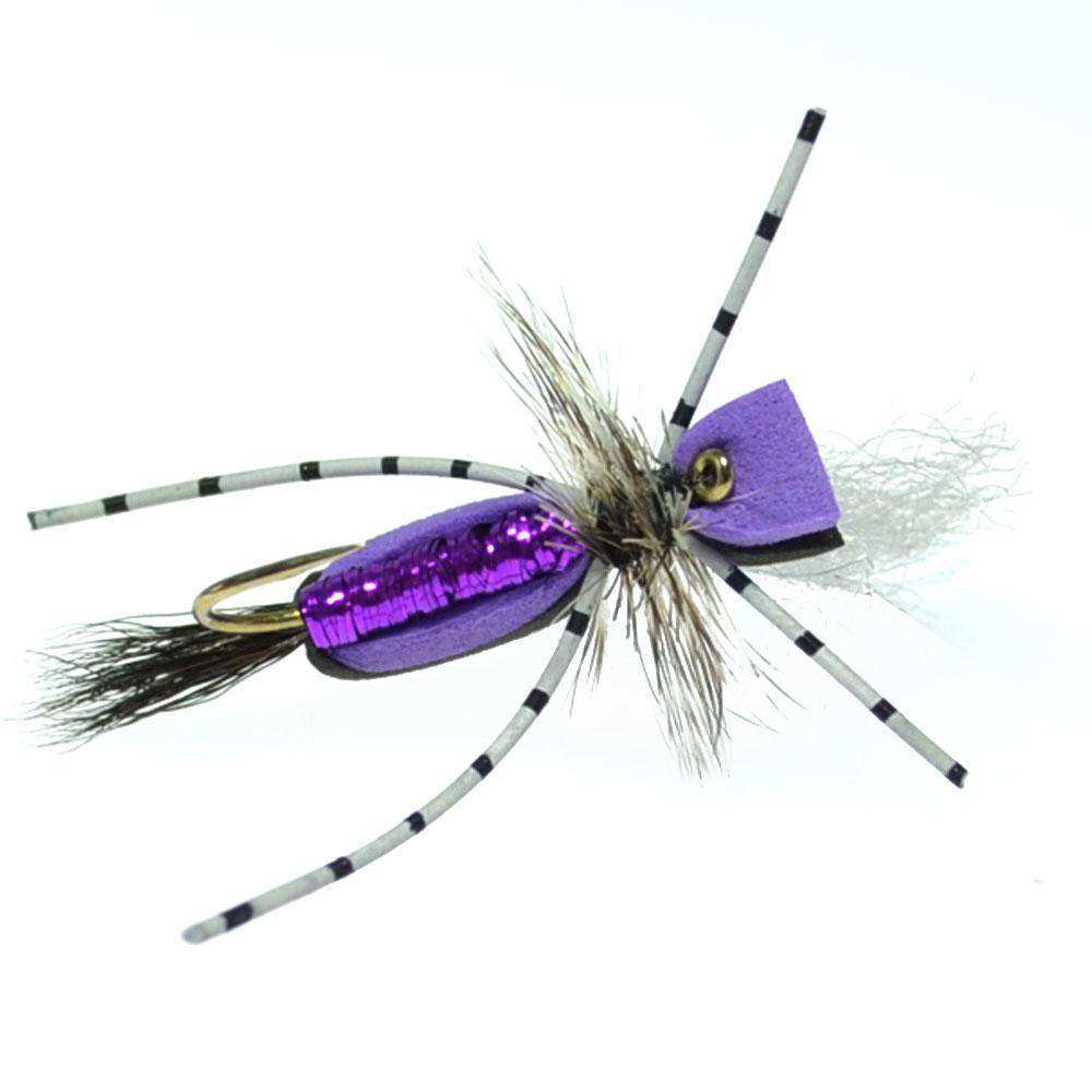 Hippie Stomper Black Purple Foam Body Grasshopper Dry Fly - 4 flies Size 14 - Skoutley Outdoors LLC