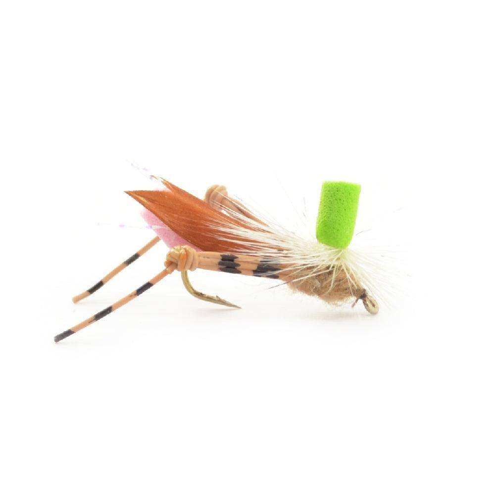 Basics Collection - Foam Hoppers Dry Fly Assortment #2 - 10 Dry Fishing Grasshopper Flies - 5 Patterns - Hook Size 10 - Skoutley Outdoors LLC