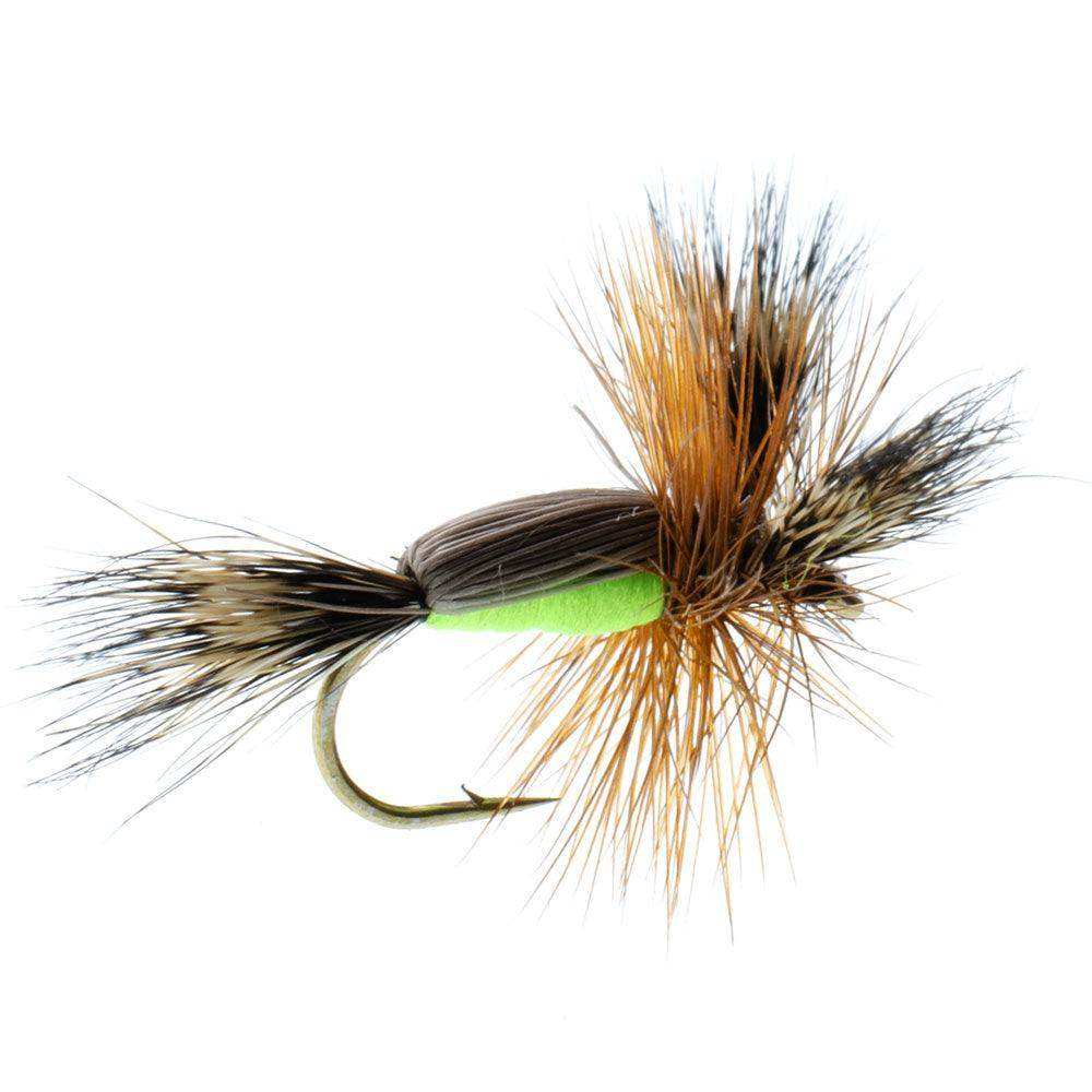 Chartreuse Humpy Classic Hair Wing Dry Fly - 1 Dozen Flies Hook Size 10 - Skoutley Outdoors LLC