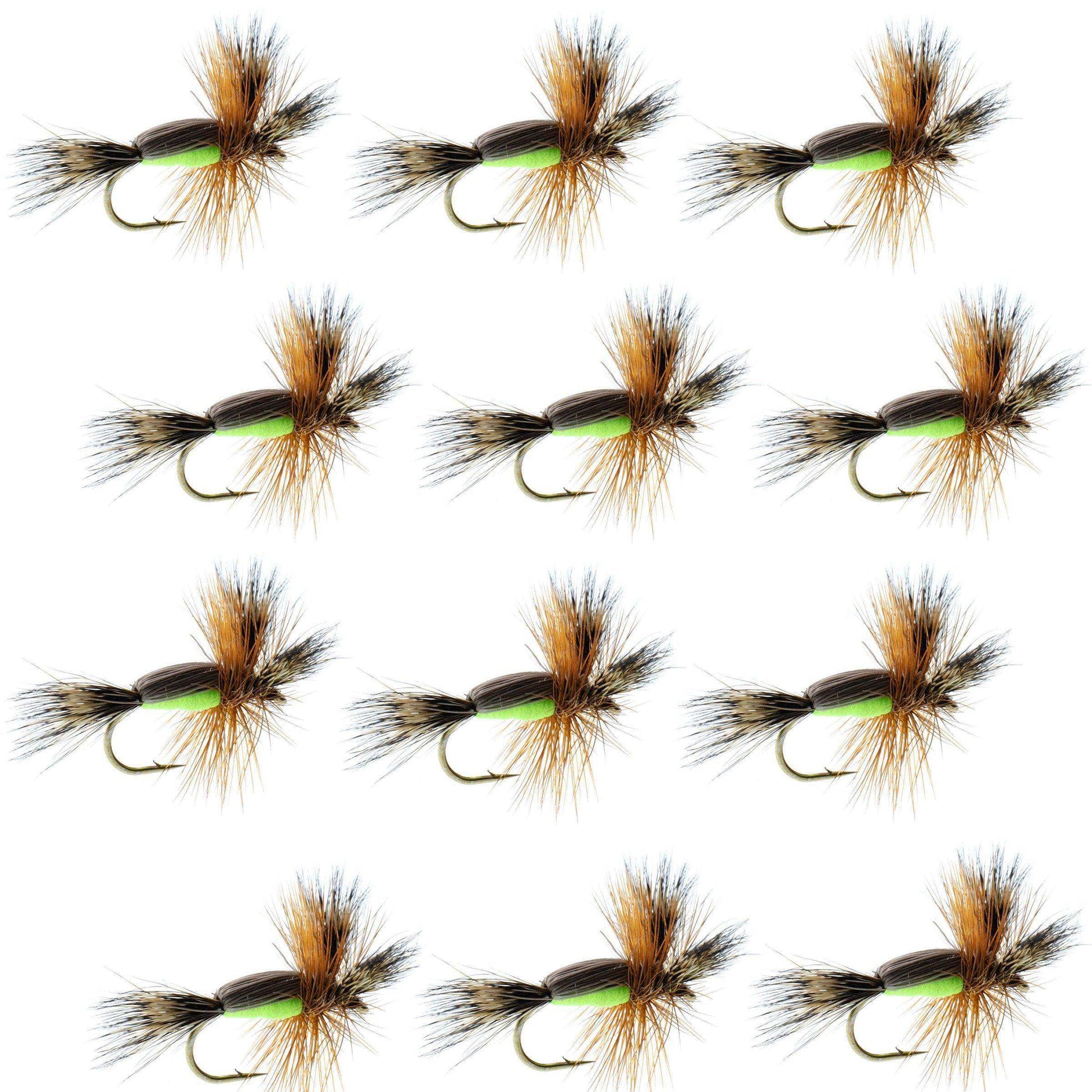 Chartreuse Humpy Classic Hair Wing Dry Fly - 1 Dozen Flies Hook Size 10 - Skoutley Outdoors LLC