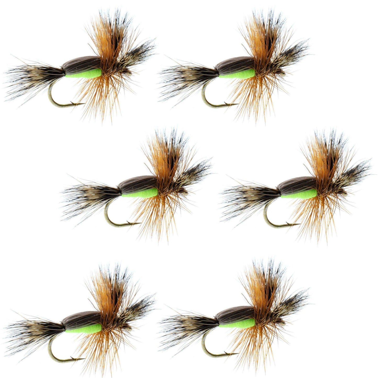 Chartreuse Humpy Classic Hair Wing Dry Fly - 6 Flies Hook Size 14 - Skoutley Outdoors LLC