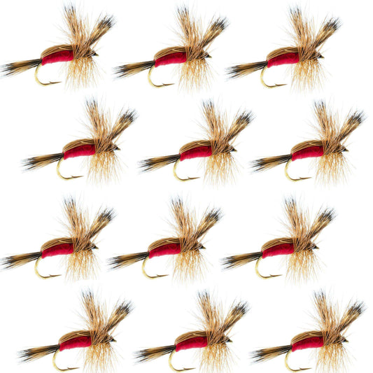 Red Humpy Classic Hair Wing Dry Fly - 1 Dozen Flies Hook Size 10 - Skoutley Outdoors LLC