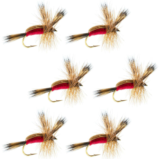 Red Humpy Classic Hair Wing Dry Fly - 6 Flies Hook Size 10 - Skoutley Outdoors LLC