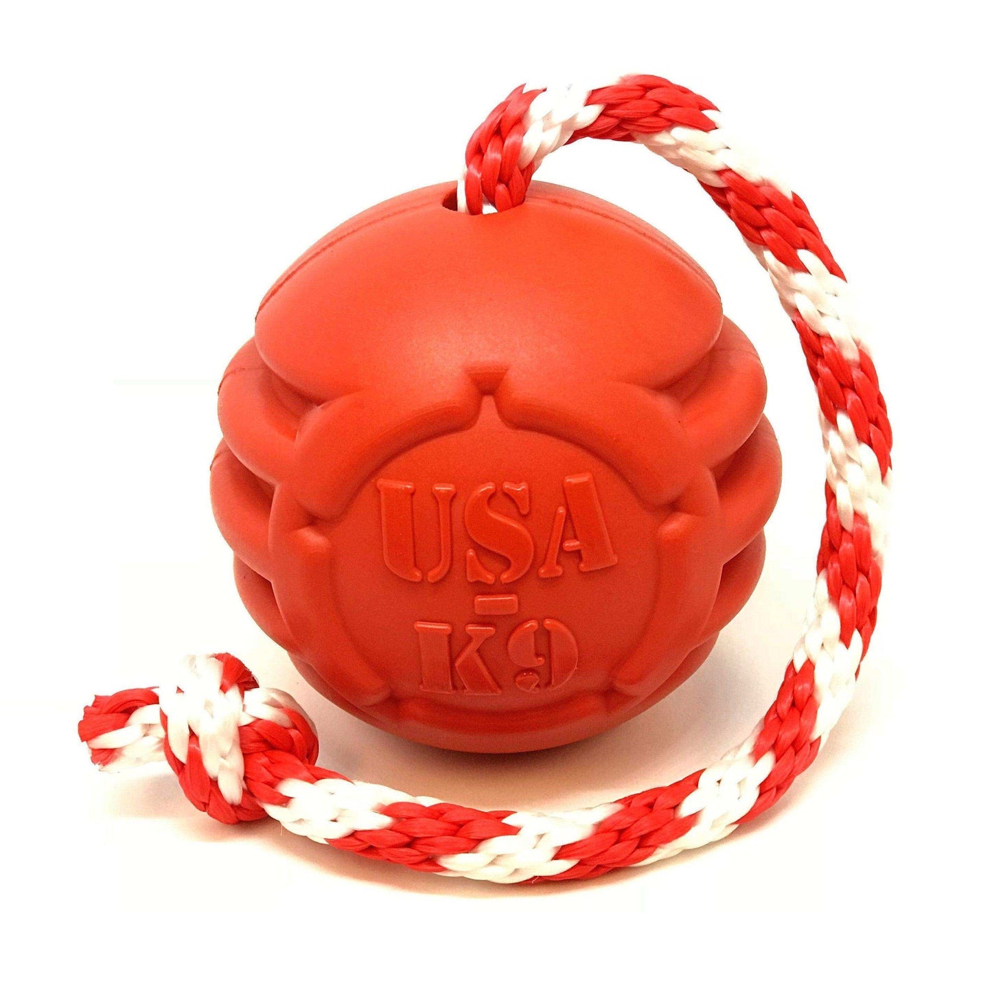 USA-K9 Stars and Stripes Ultra-Durable Durable Rubber Chew Toy, Reward Toy, Tug Toy, and Retrieving Toy - Red - Skoutley Outdoors LLC