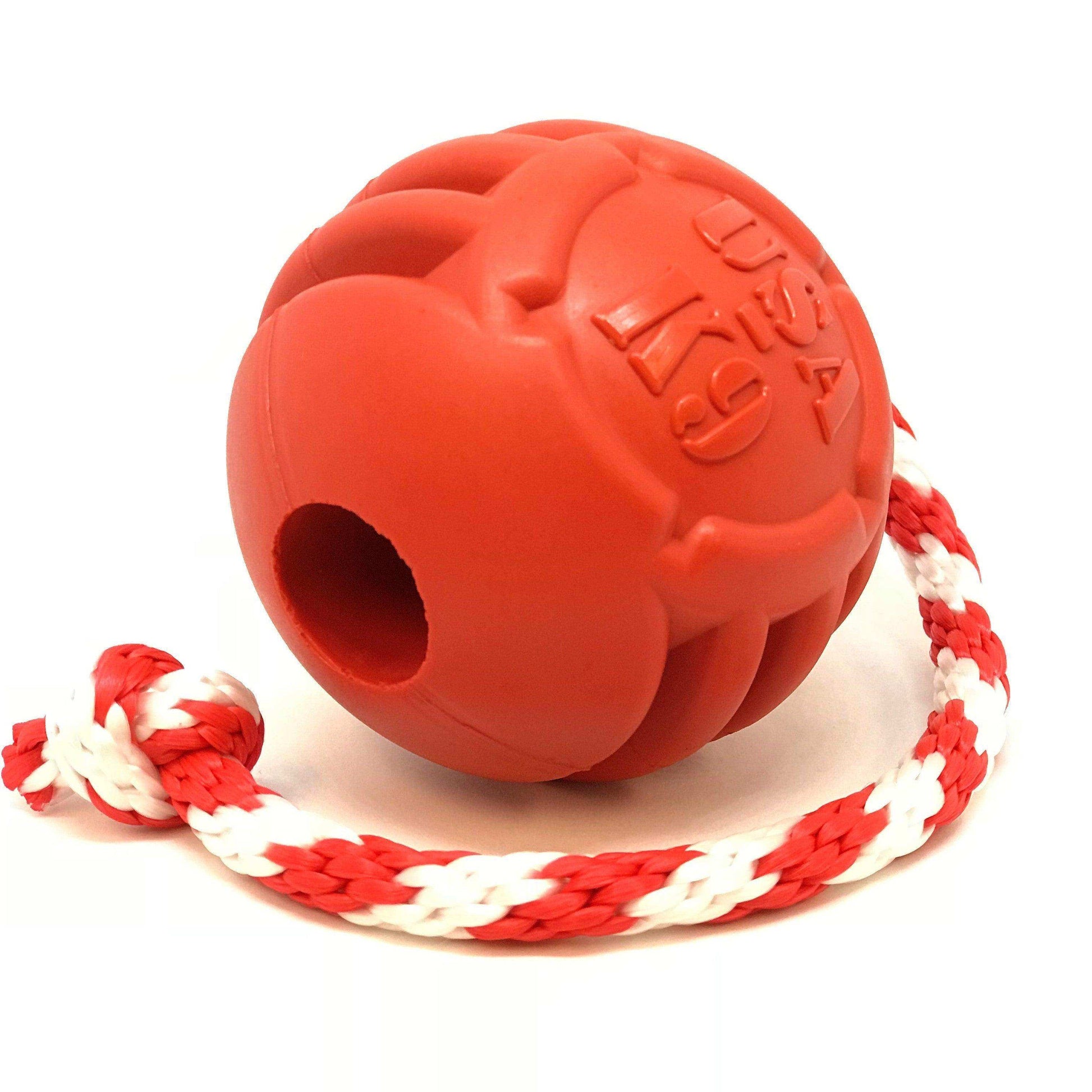 USA-K9 Stars and Stripes Ultra-Durable Durable Rubber Chew Toy, Reward Toy, Tug Toy, and Retrieving Toy - Red - Skoutley Outdoors LLC