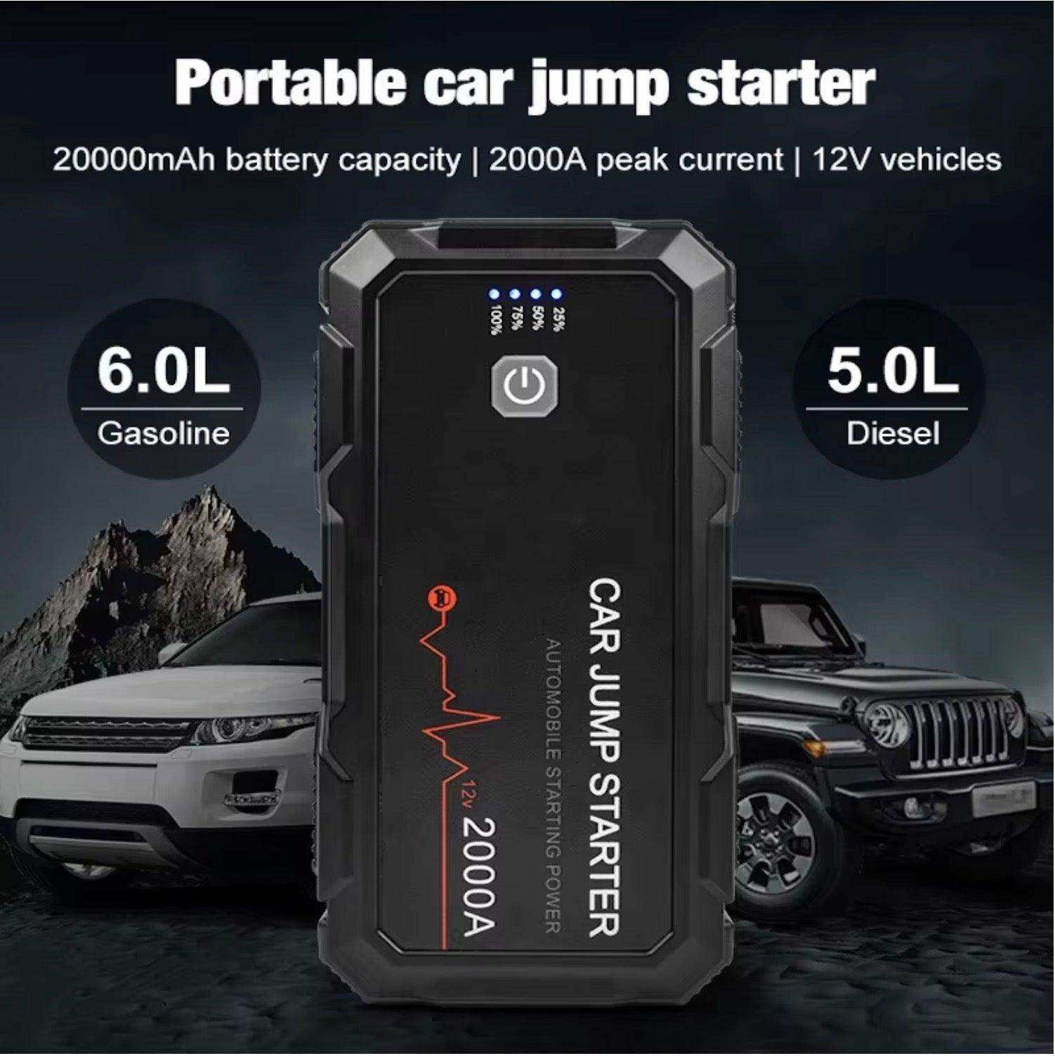 2000A Car Jump Starter Booster Jumper Box Power Bank Battery Charger Portable US - Skoutley Outdoors LLC