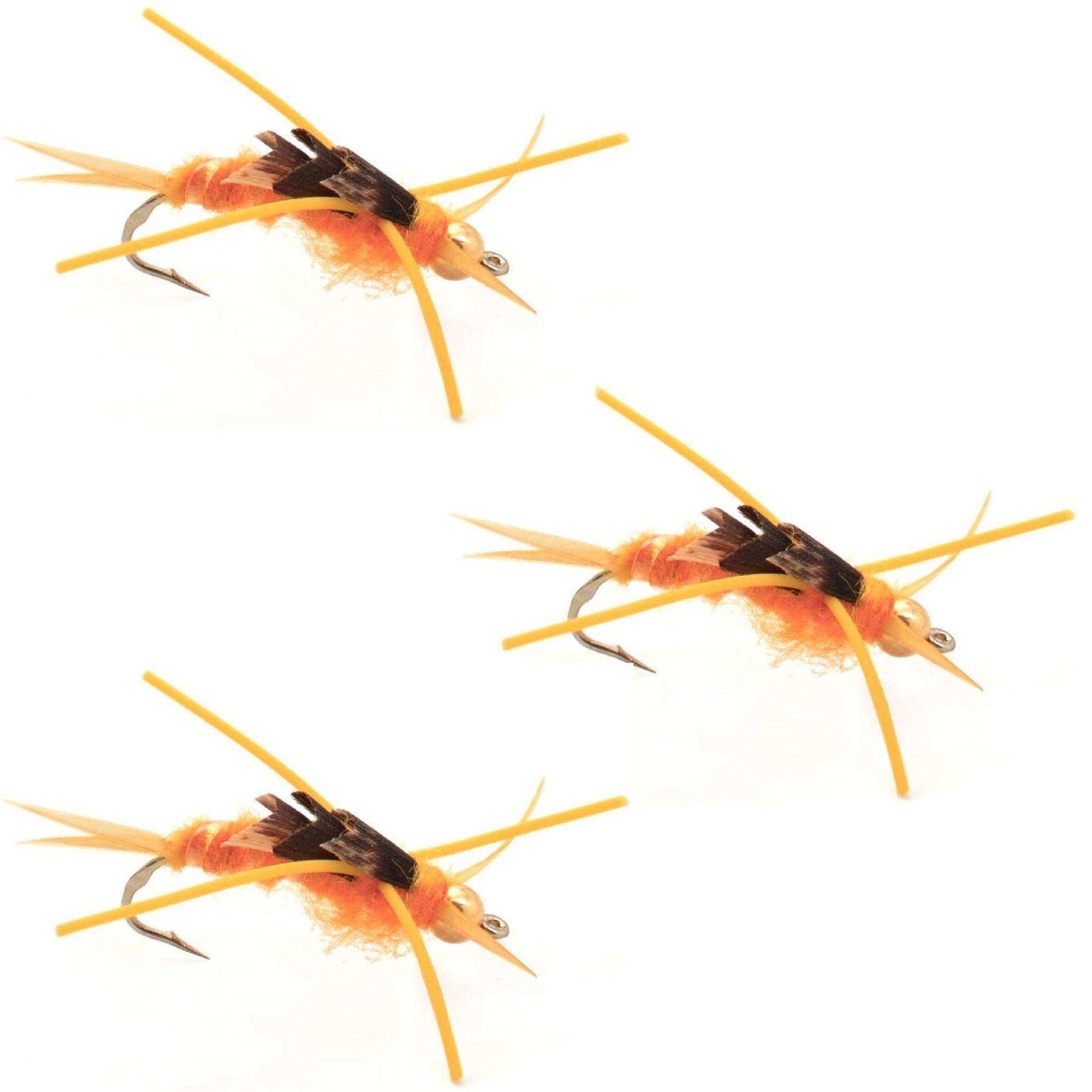 3 Pack Gold Bead Kaufmann's Golden Stone Fly with Rubber Legs - Stonefly Wet Fly - Hook Size 6 - Skoutley Outdoors LLC