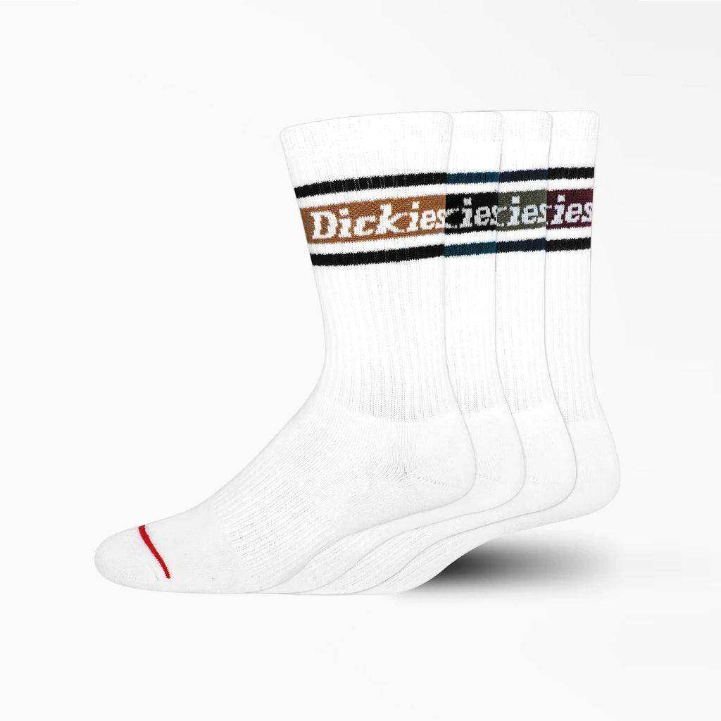 Dickies 4-Pack Skate Rugby Strip Crew Socks - White (WSF) - Skoutley Outdoors LLC