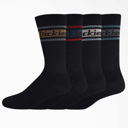 Dickies 4-Pack Skate Rugby Strip Socks - Black (BK) - Skoutley Outdoors LLC