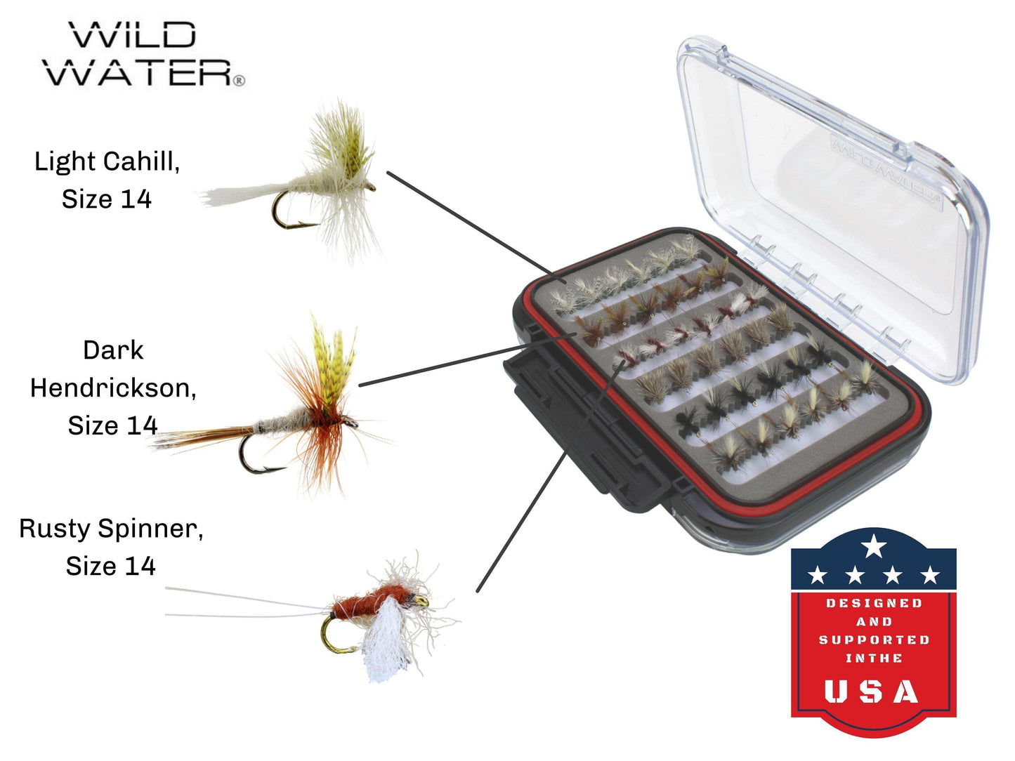 Dry and Nymph Fly Assortment, 66 Flies | 2 Sided Fly Box | Wild Water Fly Fishing - Skoutley Outdoors LLC