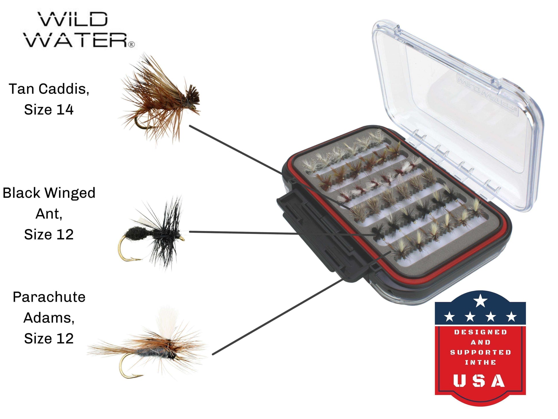 Dry and Nymph Fly Assortment, 66 Flies | 2 Sided Fly Box | Wild Water Fly Fishing - Skoutley Outdoors LLC